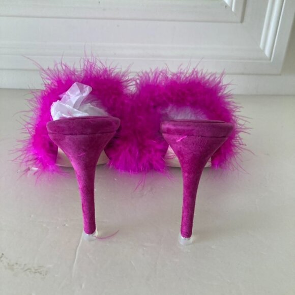 NWOT Jeffery Campbell Free People Lily Pointed Toe Feather Heels Pink Sz 6 - Picture 6 of 8